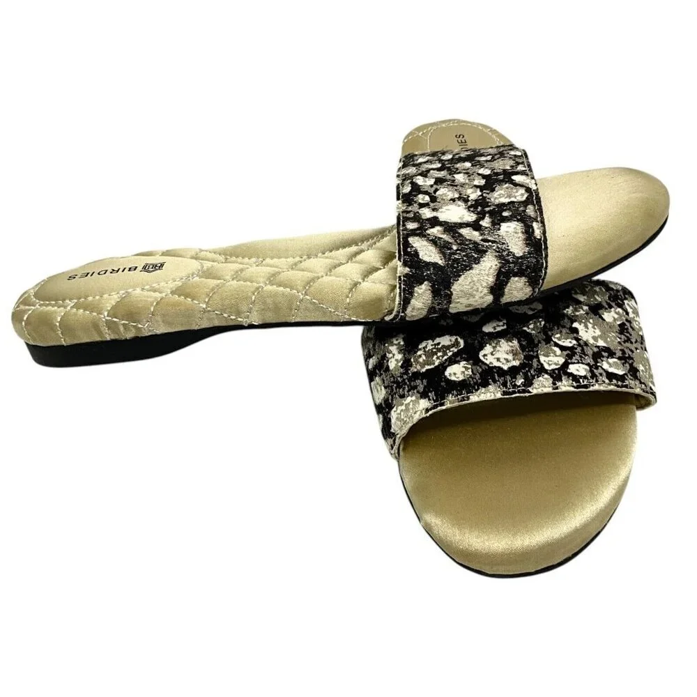 Birdies Women Slide Sandals The Sparrow Size US 6.5 Champagne Gold Silver Shadow - Picture 7 of 7